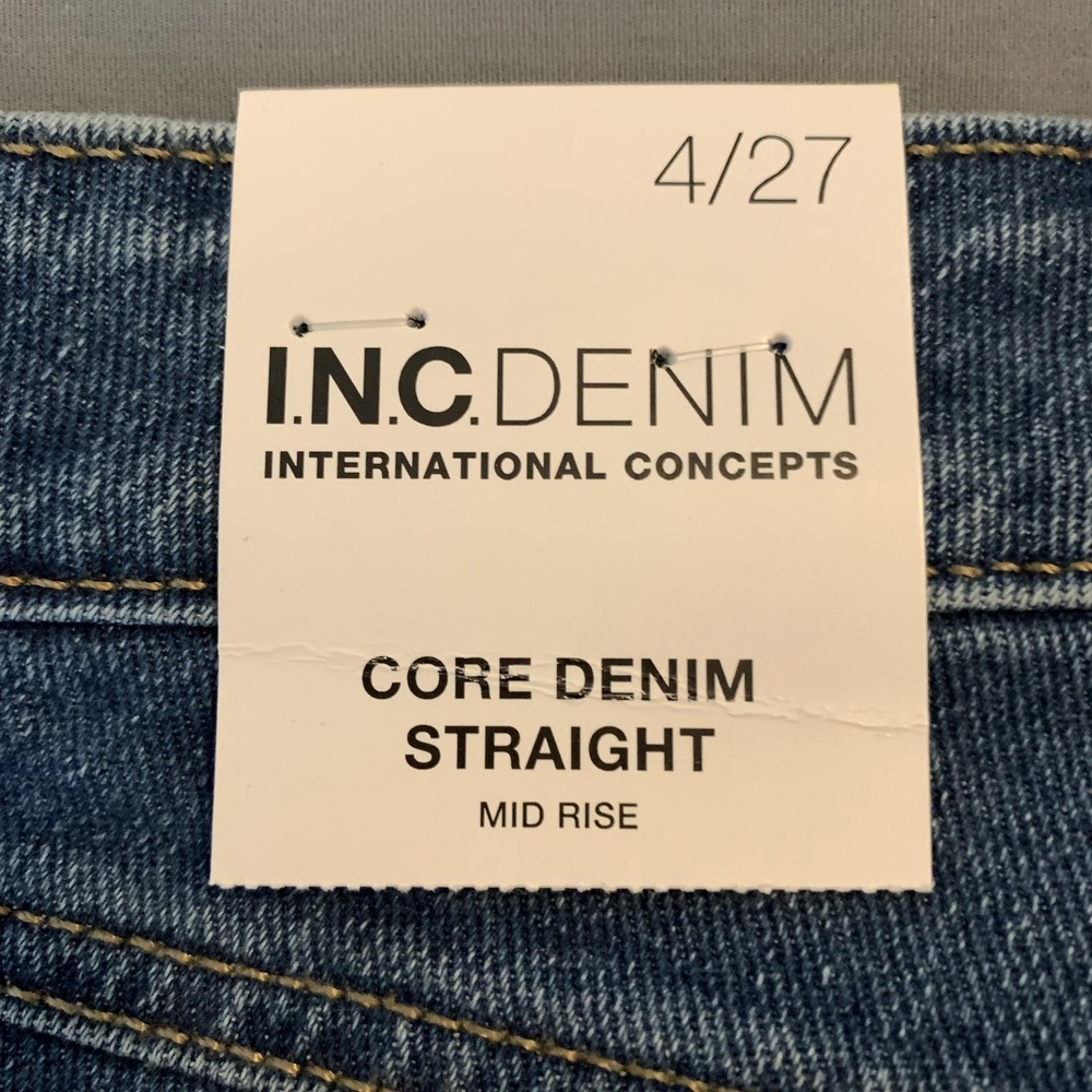 INC International Concepts Jeans‎ Womens 4/27 Blue Mid Rise Straight Distressed - Picture 11 of 12